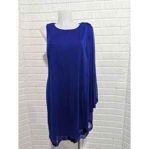 JS Boutique Women's Sapphire Blue Bead Embellish Asymmetrical Tunic Dress Sz 10